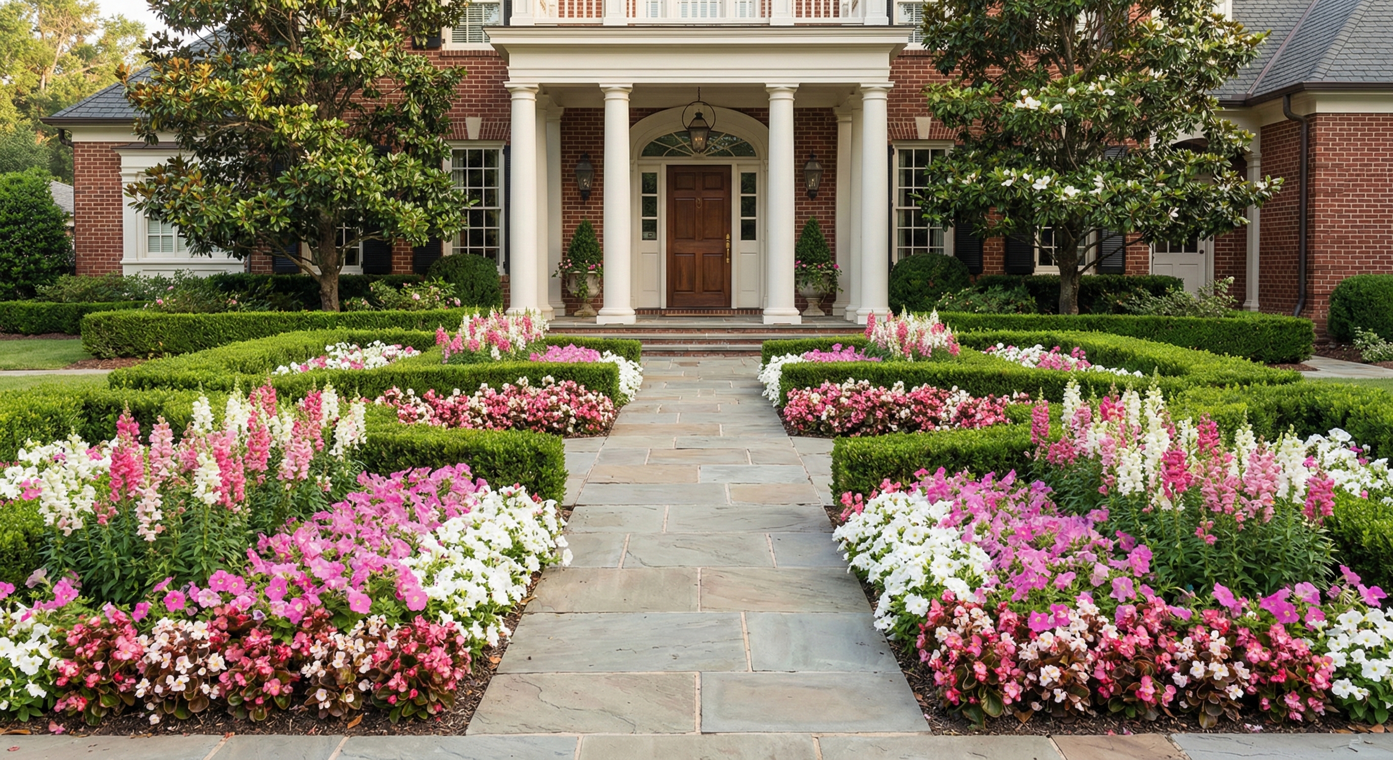 gated_entrance_01 Formal entry annual bed design with luxury landscaping